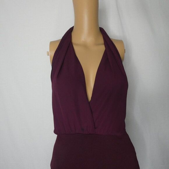 ASOS Halter Midi Dress Tie Open Back Burgundy 6 - Picture 4 of 8